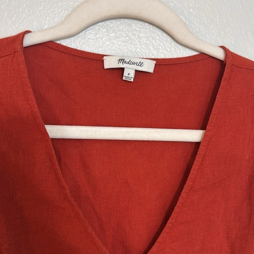 Madewell Linen-Blend Ruffle Button-Front Tank - Picture 3 of 6